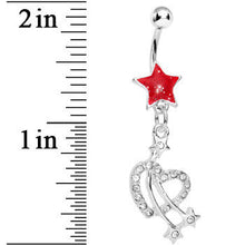 Load image into Gallery viewer, Red Shooting Stars and Hearts Belly Ring
