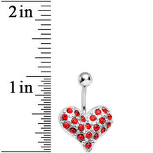 Load image into Gallery viewer, Ruby Red Crystal Heart On Belly Ring
