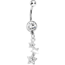 Load image into Gallery viewer, Clear Gem Star Trio Dangle Belly Ring
