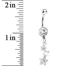 Load image into Gallery viewer, Clear Gem Star Trio Dangle Belly Ring
