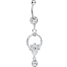 Load image into Gallery viewer, Clear Gem Infinite Flower Drop Belly Ring
