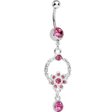 Load image into Gallery viewer, Pink Gem Infinite Flower Drop Belly Ring
