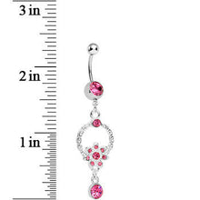 Load image into Gallery viewer, Pink Gem Infinite Flower Drop Belly Ring
