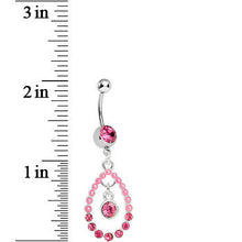 Load image into Gallery viewer, Pink Gem Faux Pearl Teardrop Dangle Belly Ring
