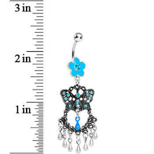 Load image into Gallery viewer, Blue Gem Butterfly Chandelier Belly Ring
