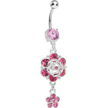Load image into Gallery viewer, Precious Pink Flower Drop Belly Ring
