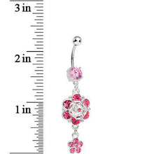 Load image into Gallery viewer, Precious Pink Flower Drop Belly Ring
