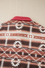 Load image into Gallery viewer, Retro Unique Geometric Print Corduroy Trim Button-Up Jacket Classic Modern Deep Rose Jacket
