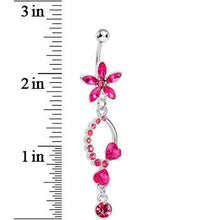 Load image into Gallery viewer, Pink Gem Flirty Flower Drop Belly Ring
