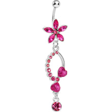 Load image into Gallery viewer, Pink Gem Flirty Flower Drop Belly Ring
