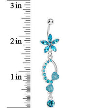 Load image into Gallery viewer, Blue Gem Flirty Flower Drop Belly Ring
