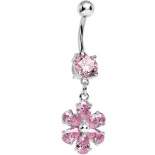 Load image into Gallery viewer, Pink Gem Flower Dazzler Dangle Belly Ring
