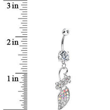Load image into Gallery viewer, Clear and Aurora Paved Gem Elaborate Floral Vine Belly Ring
