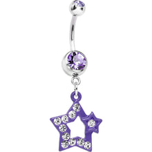 Load image into Gallery viewer, Twinkle Clear Gem Purple Star Dangle Belly Ring
