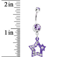 Load image into Gallery viewer, Twinkle Clear Gem Purple Star Dangle Belly Ring
