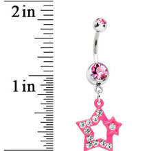 Load image into Gallery viewer, Twinkle Clear Gem Pink Star Dangle Belly Ring
