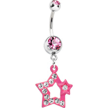 Load image into Gallery viewer, Twinkle Clear Gem Pink Star Dangle Belly Ring
