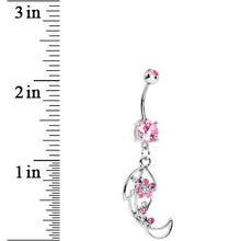 Load image into Gallery viewer, Pink Gem Twisted Leaf Belly Ring
