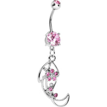 Load image into Gallery viewer, Pink Gem Twisted Leaf Belly Ring
