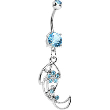 Load image into Gallery viewer, Aqua Gem Twisted Leaf Belly Ring
