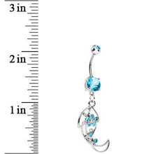 Load image into Gallery viewer, Aqua Gem Twisted Leaf Belly Ring
