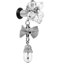 Load image into Gallery viewer, Steel Clear Flower Mesh Bow Dangle Plug Sizes 5mm to 12mm
