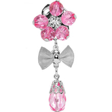 Load image into Gallery viewer, Steel Pink Flower Mesh Bow Dangle Plug Sizes 5mm to 12mm
