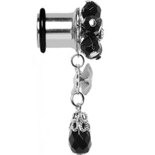 Load image into Gallery viewer, Steel Black Flower Mesh Bow Dangle Plug Sizes 5mm to 12mm
