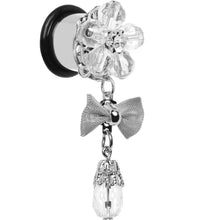 Load image into Gallery viewer, Steel Clear Flower Mesh Bow Dangle Plug Sizes 5mm to 12mm
