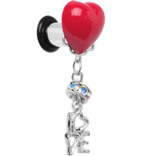 Load image into Gallery viewer, Steel Red Heart Love Dangle Plug Sizes 5mm to 12mm
