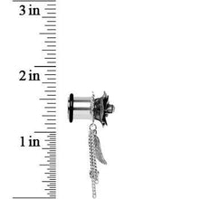 Load image into Gallery viewer, Midnight Gem Rose Flower Angel Wing Dangle Plug Sizes 6mm to 12mm
