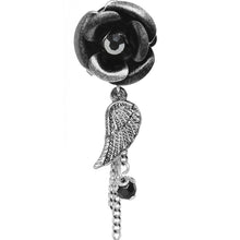 Load image into Gallery viewer, Midnight Gem Rose Flower Angel Wing Dangle Plug Sizes 6mm to 12mm
