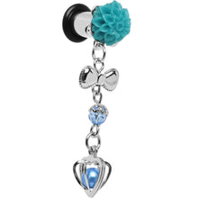 Load image into Gallery viewer, Aqua Flower Heart to Heart Dangle Plug Sizes 5mm to 12mm
