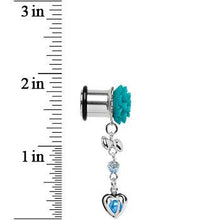 Load image into Gallery viewer, Aqua Flower Heart to Heart Dangle Plug Sizes 5mm to 12mm
