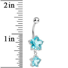 Load image into Gallery viewer, Light Blue Gem Flower Drop Belly Ring
