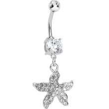 Load image into Gallery viewer, Clear Gem Gradient Starfish Belly Ring
