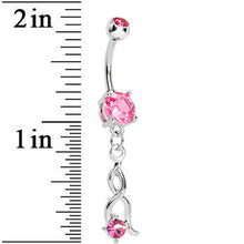 Load image into Gallery viewer, Pink CZ Twist Dangle Belly Ring
