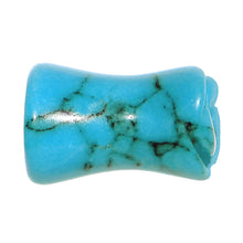 Load image into Gallery viewer, 2G Natural Blue Turquoise Blooming Flower Stone Saddle Plug
