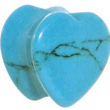 Load image into Gallery viewer, 5/8 Natural Blue Turquoise Sweet Heart Stone Saddle Plug
