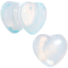 Load image into Gallery viewer, 0G Natural Opalite Semi Precious Stone Heart Saddle Plug Set
