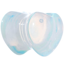 Load image into Gallery viewer, 0G Natural Opalite Semi Precious Stone Heart Saddle Plug Set
