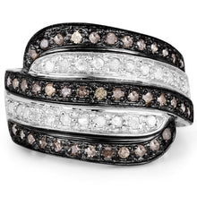Load image into Gallery viewer, 0.80 Carat Genuine Brown Diamond and White Diamond .925 Sterling Silver Ring

