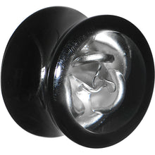 Load image into Gallery viewer, 5/8 Black Acrylic Silver Metallic Rose Flower Plug
