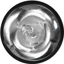 Load image into Gallery viewer, 18mm Black Acrylic Silver Metallic Rose Flower Plug
