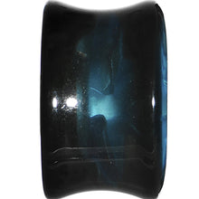 Load image into Gallery viewer, 18mm Black Acrylic Aqua Metallic Rose Flower Plug
