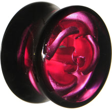 Load image into Gallery viewer, 18mm Black Acrylic Pink Metallic Rose Flower Plug
