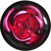Load image into Gallery viewer, 18mm Black Acrylic Pink Metallic Rose Flower Plug
