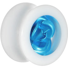 Load image into Gallery viewer, 5/8 White Acrylic Aqua Metallic Rose Flower Plug
