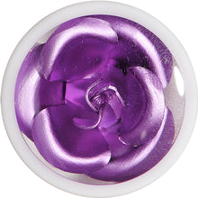 Load image into Gallery viewer, 5/8 White Acrylic Purple Metallic Rose Flower Plug
