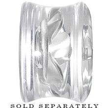 Load image into Gallery viewer, 9/16 Clear Acrylic Floating Silver Metallic Rose Flower Plug

